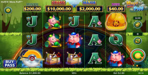 Una pantala de juego de la Huff N' More Puff tragamonedas
