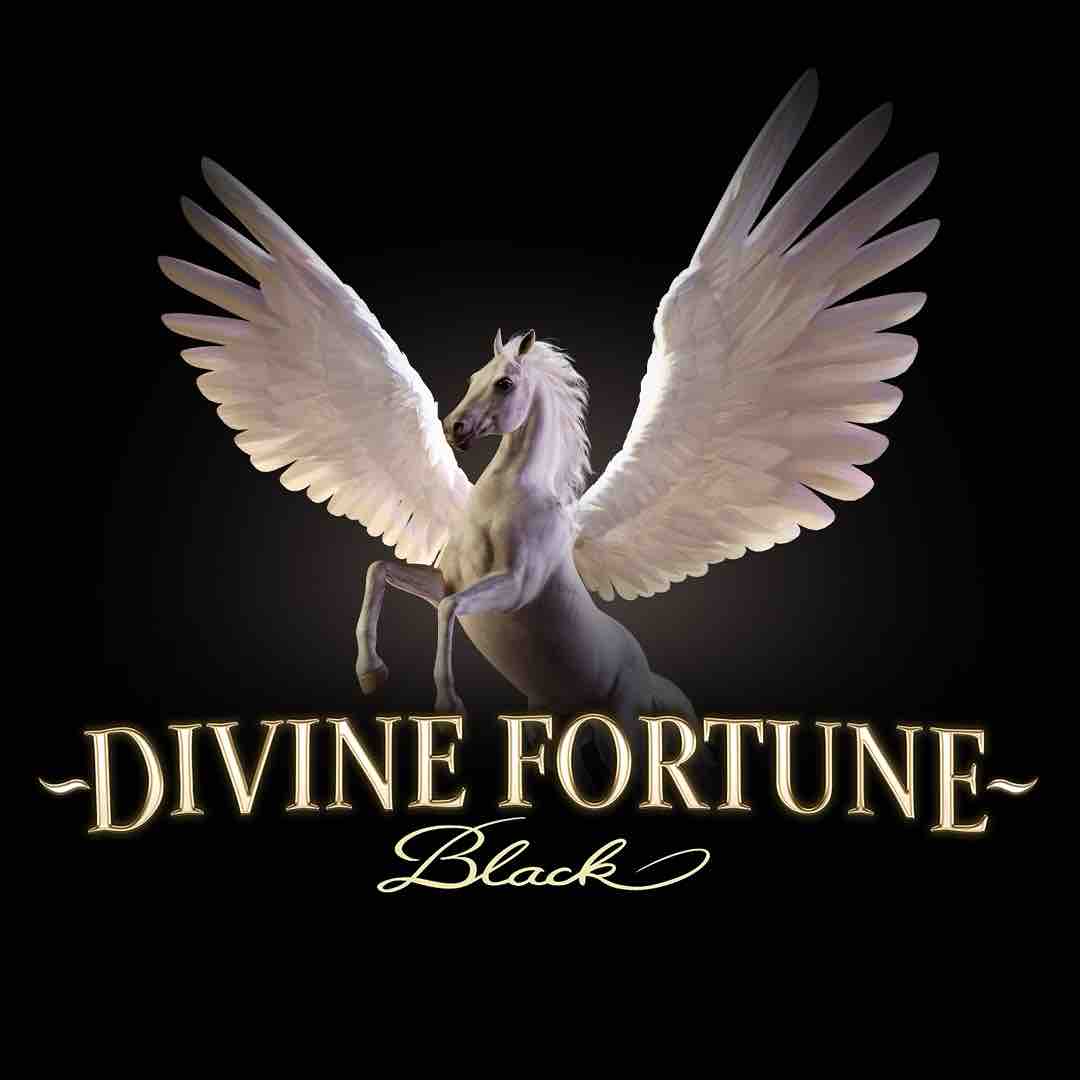 El logo de la slot Divine Fortune Black
