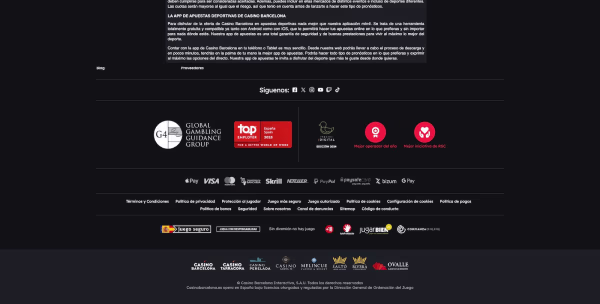 La seción apuestas de Casino Barcelona Casa de Apuestas