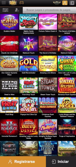 una pantalla de videoslots mobile slots