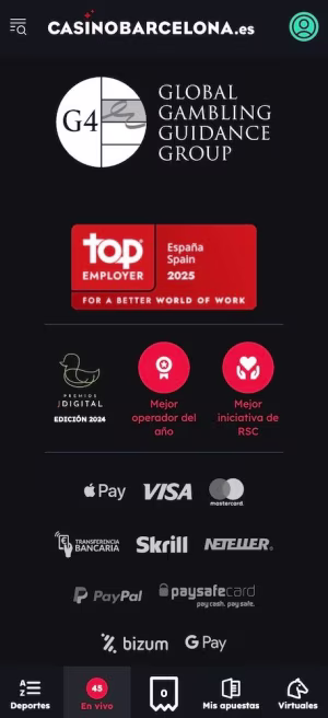 una pantalla de barcelona casas de apuestas mobile info