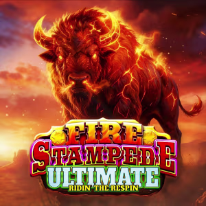 El logo de la Fire Stampede Ultimate Tragaperras