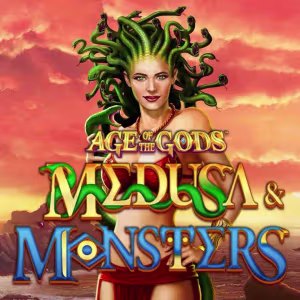 El logo de la Age of Gods: Medusa & Monsters Tragaperras