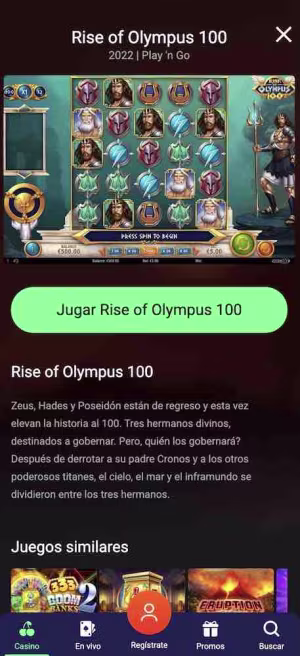 una pantalla de onecasino mobile game