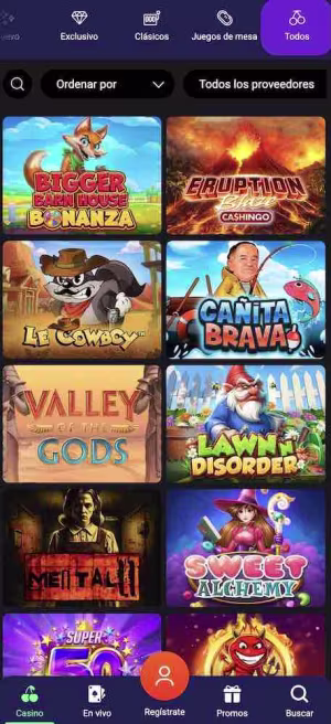 una pantalla de onecasino mobile slot