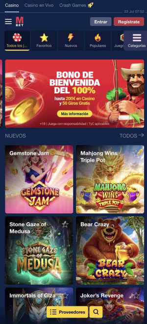 una pantalla de marathonbet casino mobile home