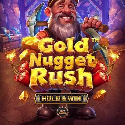 El logo de la Gold Nugget Rush Hold & Win Maquina Tragamonedas