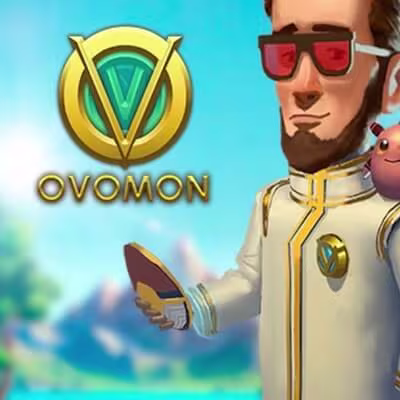 El logo de la Ovomon Maquina Tragamonedas