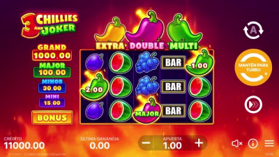El logo de la 3 Chillies and Joker: Hold and Win Maquina Tragamonedas
