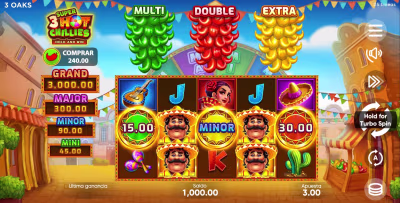 El logo de la 3 Super Hot Chillies Maquina Tragamonedas