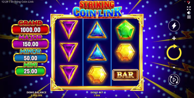 El logo de la Striking Coin Link: Running Wins Maquina Tragamonedas