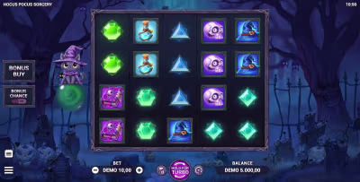 El logo de la Hocus Pocus Sorcery Maquina Tragamonedas