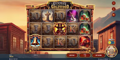 El logo de la The Gunman of Goldwood Maquina Tragamonedas