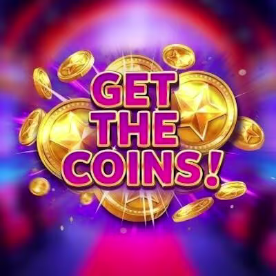El logo de la Get The Coins! Maquina Tragamonedas