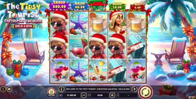 El logo de la The Tipsy Tourist: Christmas Vacation – Hold & Win Maquina Tragamonedas