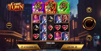 El logo de la Crime Town Maquina Tragamonedas