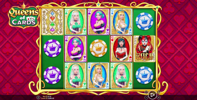 El logo de la Queens of Cards Maquina Tragamonedas