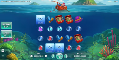 El logo de la Mega Greatest Catch Blue Marlin Maquina Tragamonedas