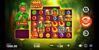 El logo de la x1000 Golden Penny 2 Maquina Tragamonedas