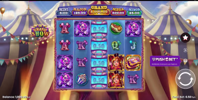 El logo de la The Grand Show Maquina Tragamonedas