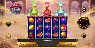 El logo de la 1001 Fruit Wishes Maquina Tragamonedas