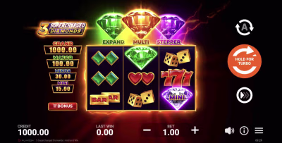 El logo de la 3 Supercharged Diamonds Maquina Tragamonedas