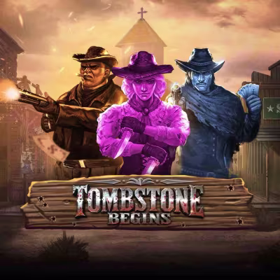 El logo de la Tombstone Begins Maquina Tragamonedas
