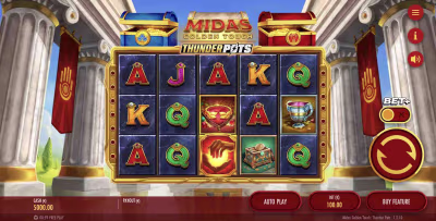 El logo de la Midas Golden Touch Thunderpots Maquina Tragamonedas
