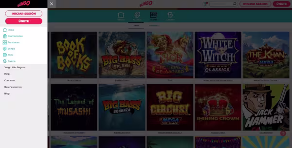 La secion juegos en vivo de el casino Slingo Casino