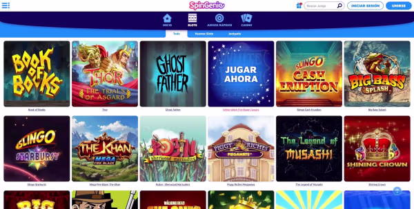 La secion tragaperras de SpinGenie