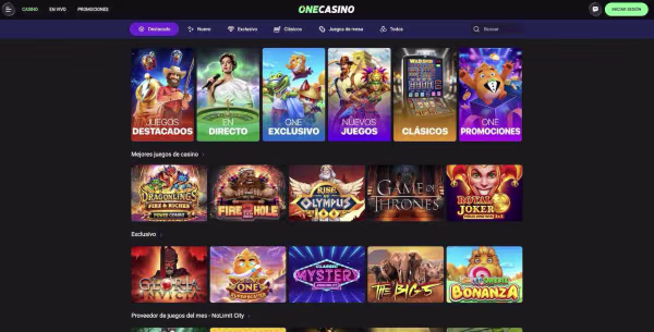 El sitio de el casino online OneCasino