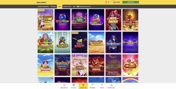 La secion tragaperras de Interwetten