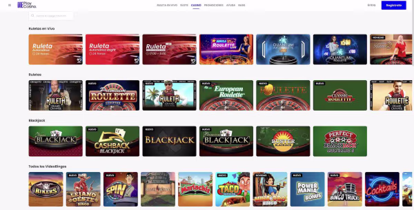 La secion juegos en vivo de el casino One Play