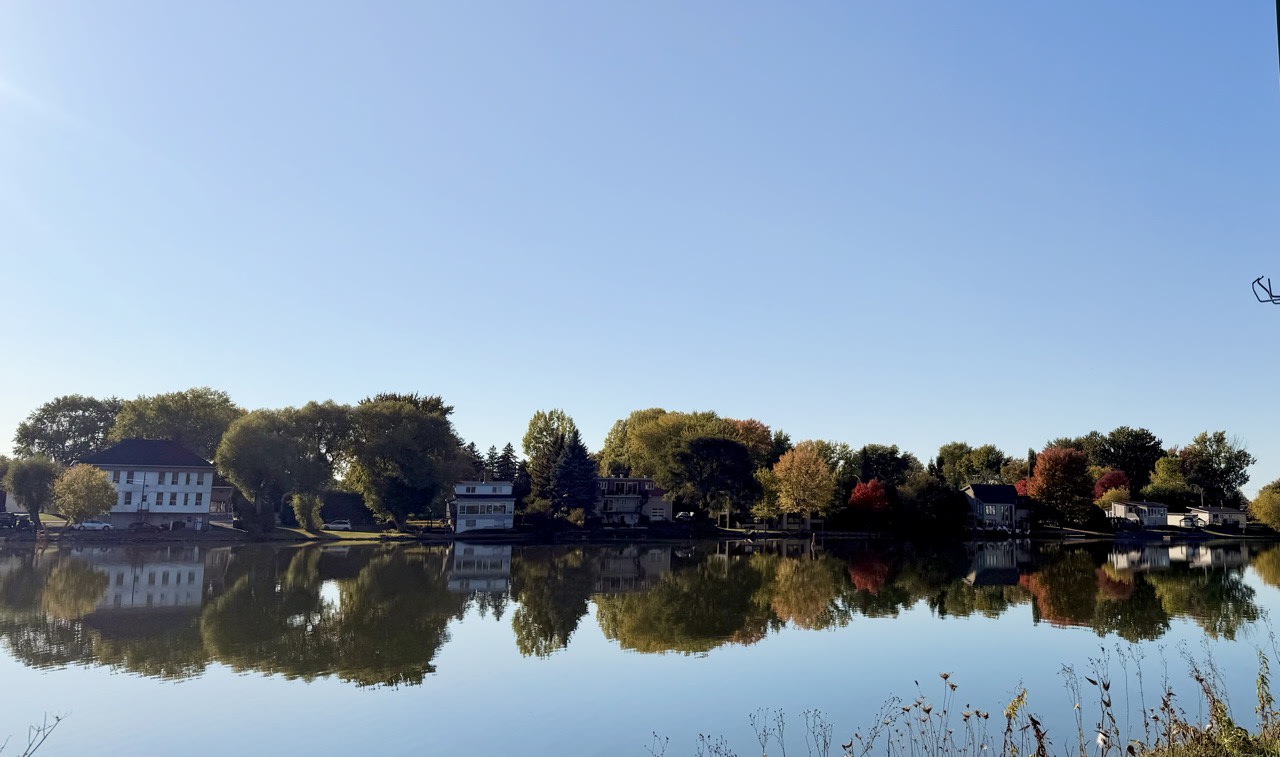a view of homes across the Chambly canal