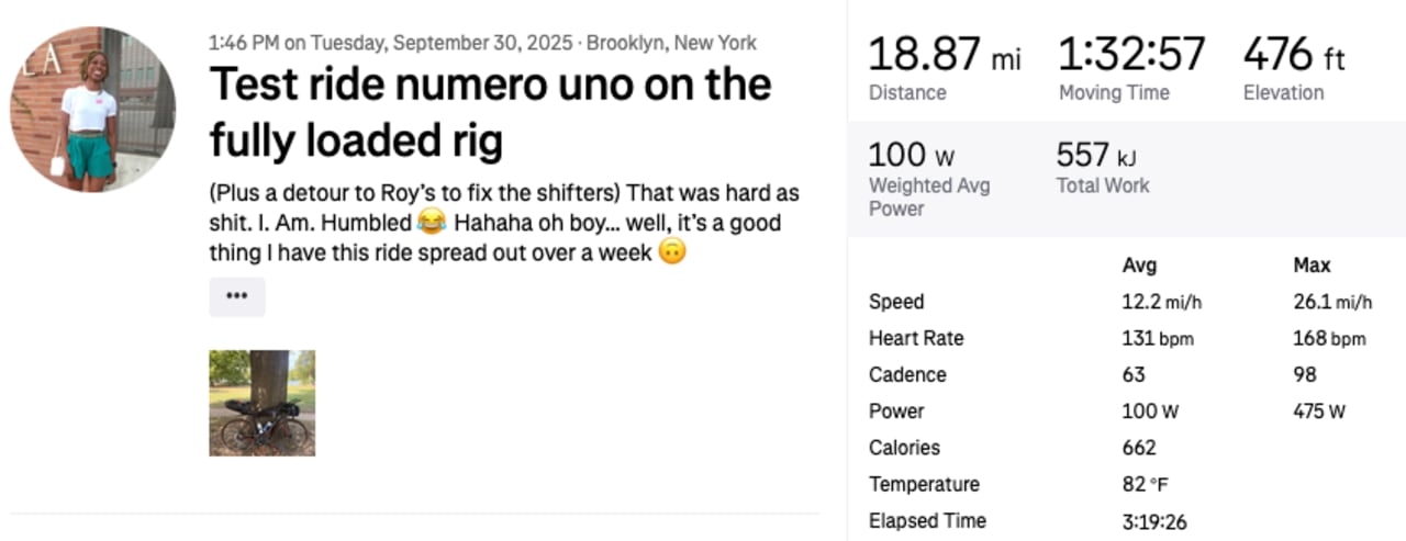 Screenshot from Strava only 4 days later