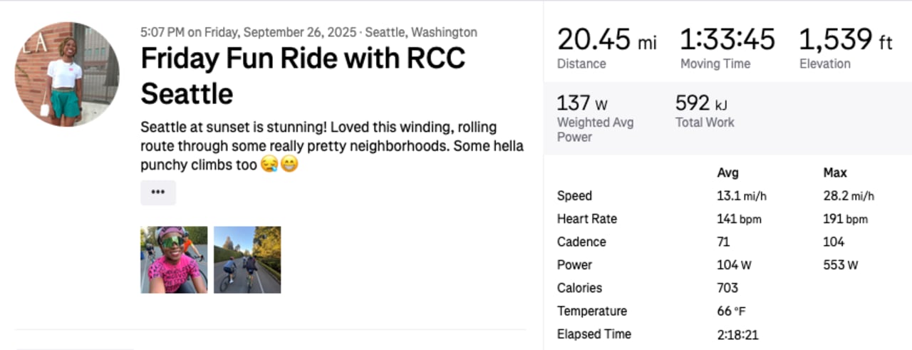 Screenshot from Strava 1 week before my trip