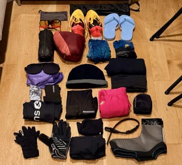 An overhead shot of the clothes I traveled with