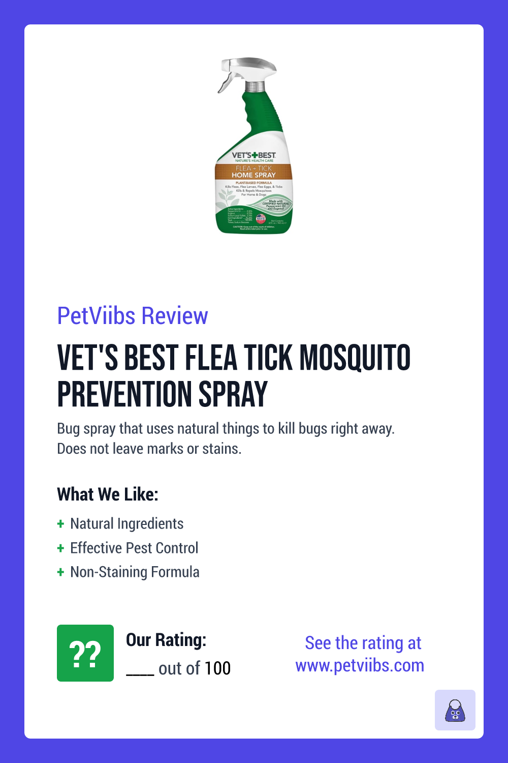 77 Rating Review of Vet's Best Flea Tick Mosquito Prevention Spray