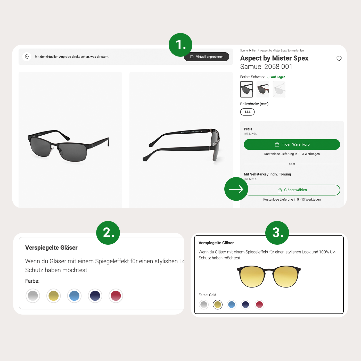 Verspiegelte Gläser auswählen