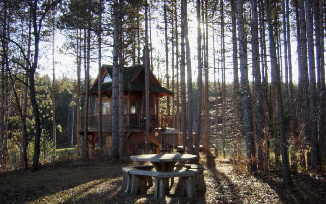Cedar Treehouse with all Amenities with swimming ponds and hiking