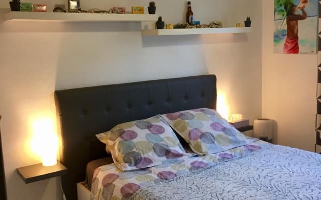 Central access (tram/bus/on foot), parking, air conditioning, naturism 