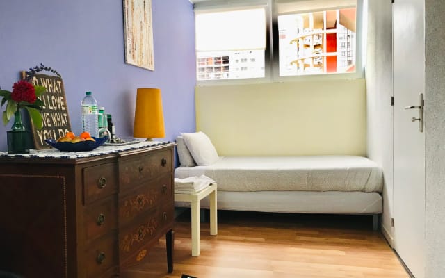 Private room with patio.