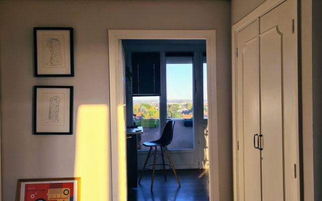 Chambre dans un bel appartement avec vue.