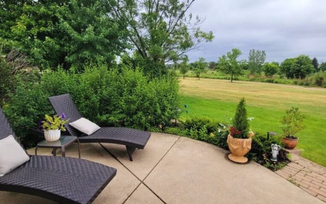 Private room with pond view in home hosted by Juan Luis and Miguel