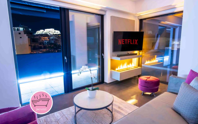 Penthouse de luxe avec vue sur l'Acropole et jacuzzi