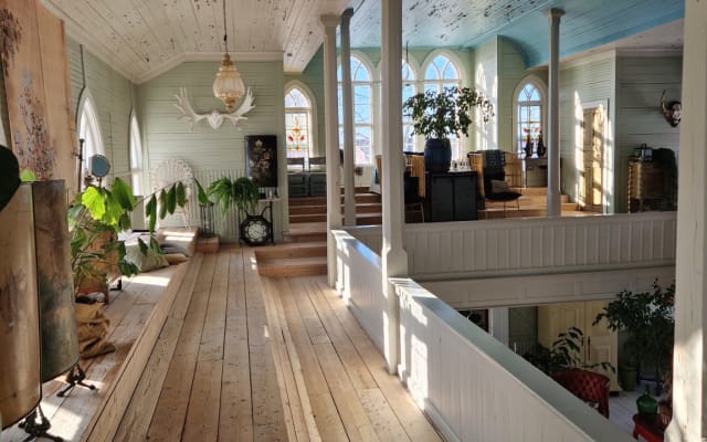 Swedish woodenchurch dated 1882 turned into a unique home.