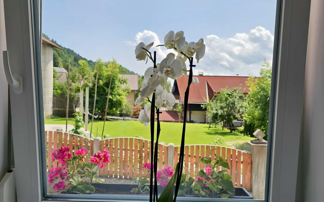 Estúdio romântico com terraço e jardim