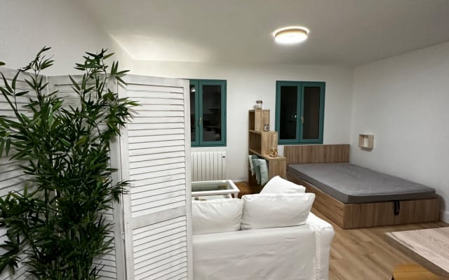 Grand studio cocooning refait à neuf dans une petite résidence.