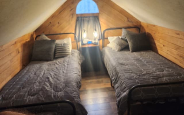 Anuncio de Brent en misterb&b - Loft bedroom with two Twin XL Beds. Twin XL's are the same length as a Queen size bed and are comfortable for an adult. 