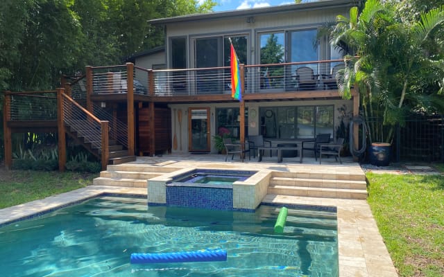 "Camp Copeland," a private poolside studio apartment within our home.